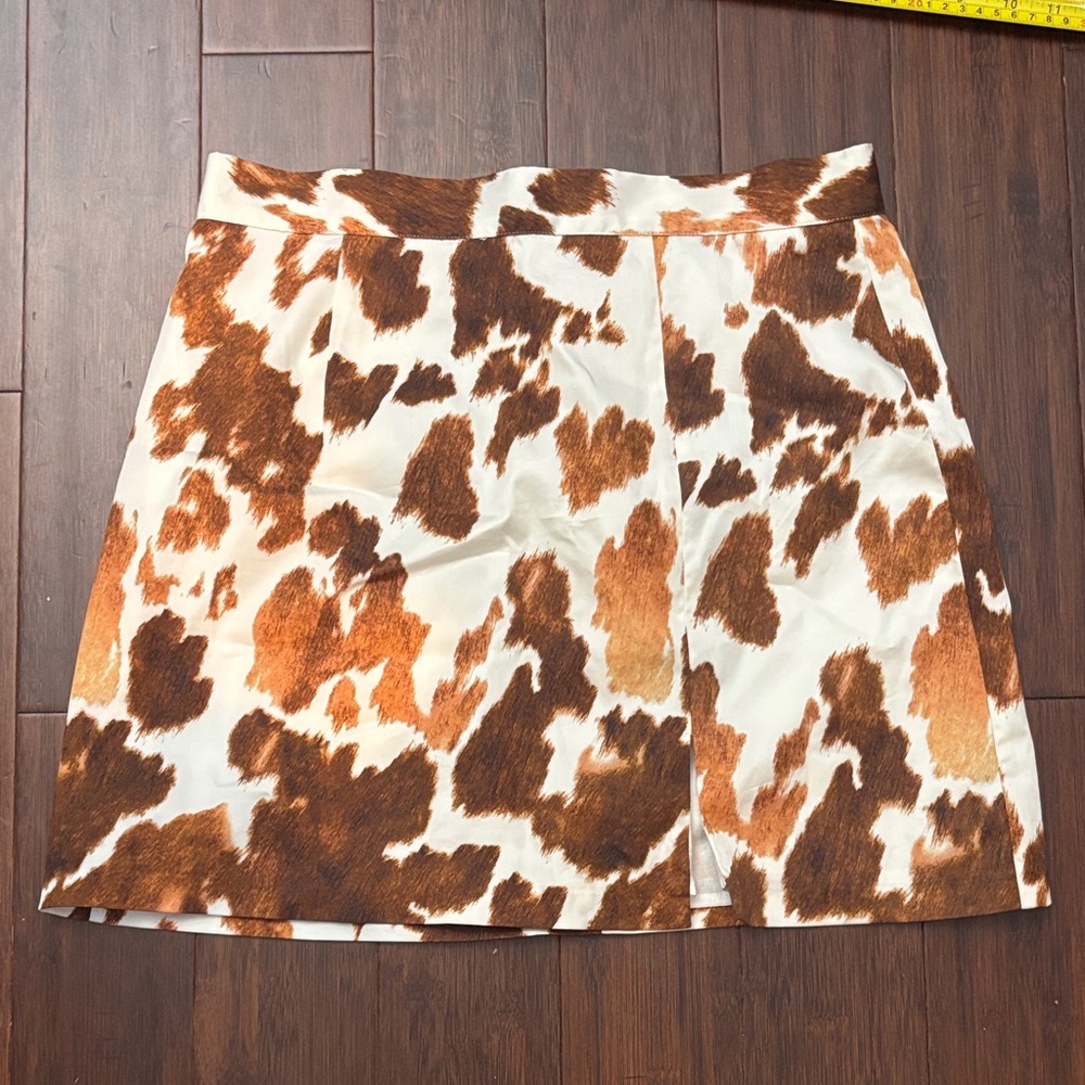 Gianni Bini Brown and Cream Cow Print Mini Skirt